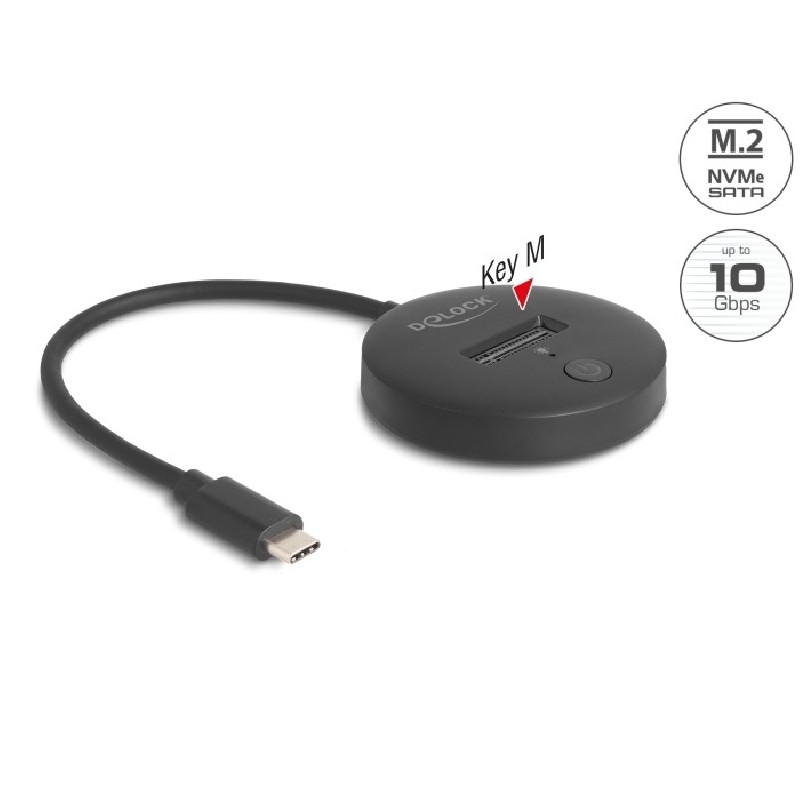 Delock - Dokovací stanice SSD - oddílu: 1 - M.2 - M.2 NVMe Card / SATA 6Gb/s - USB 3.2 (Gen 2) - cerná