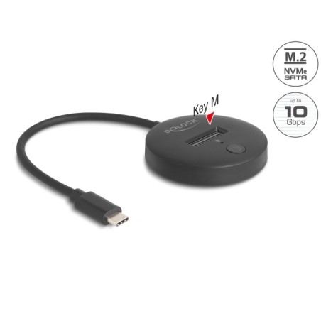 Delock - Dokovací stanice SSD - oddílu: 1 - M.2 - M.2 NVMe Card / SATA 6Gb/s - USB 3.2 (Gen 2) - cerná