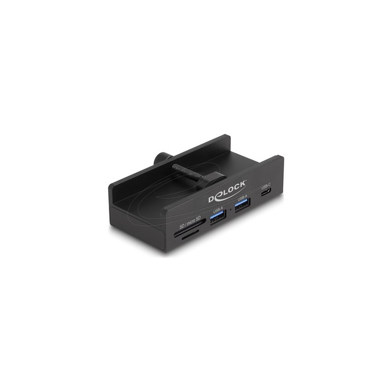 Delock - Rozbocovac - 5 Gbps, SD + micro SD slot s uzamykacím šroubem - 2 x USB + 1 x USB-C - desktop