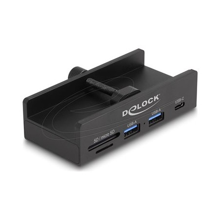 Delock - Rozbocovac - 5 Gbps, SD + micro SD slot s uzamykacím šroubem - 2 x USB + 1 x USB-C - desktop