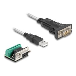 Delock - Sada USB/sériového kabelu - USB (M) do DB-9 (M) - USB 2.0 / EIA-422/485 - 5 V - 50 cm - krídlové šrouby - pruhledná