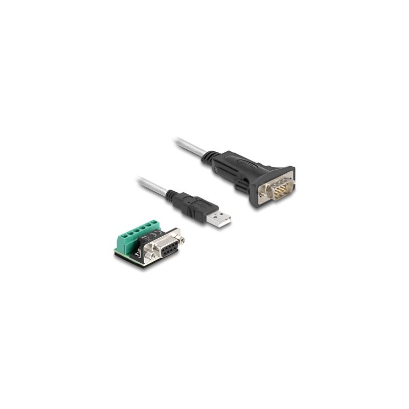 Delock - Sada USB/sériového kabelu - USB (M) do DB-9 (M) - USB 2.0 / EIA-422/485 - 5 V - 50 cm - krídlové šrouby - pruhledná
