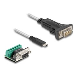 Delock - Sada USB/sériového kabelu - 24 pin USB-C (M) do DB-9 (M) - USB 2.0 / EIA-422/485 - 5 V - 1 m - krídlové šrouby