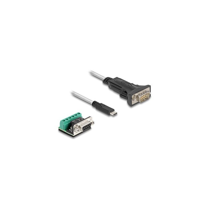 Delock - Sada USB/sériového kabelu - 24 pin USB-C (M) do DB-9 (M) - USB 2.0 / EIA-422/485 - 5 V - 1 m - krídlové šrouby