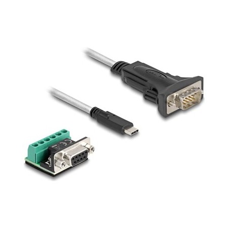 Delock - Sada USB/sériového kabelu - 24 pin USB-C (M) do DB-9 (M) - USB 2.0 / EIA-422/485 - 5 V - 1 m - krídlové šrouby