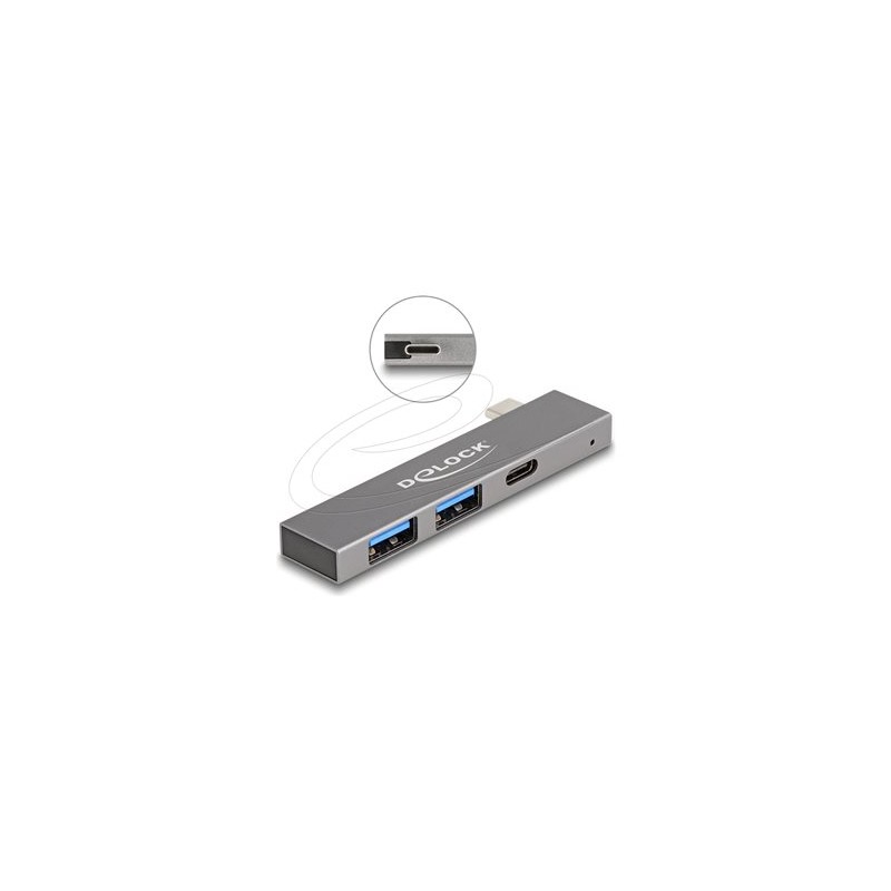 Delock - Rozbocovac - štíhlý, 5 Gbps, s USB Type-C - 1 x USB-C + 2 x USB - desktop