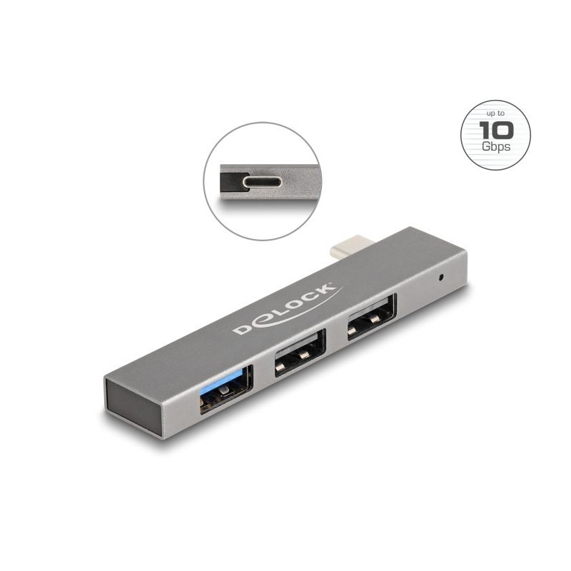 Delock - Rozbocovac - slim, 10 Gbps, with USB Type-C - 1 x USB 3.2 Gen 2 + 2 x USB 2.0 - stick
