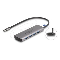 Delock - Rozbocovac - 10 Gbps, with USB Type-C connector and additional power port - 4 x USB - desktop