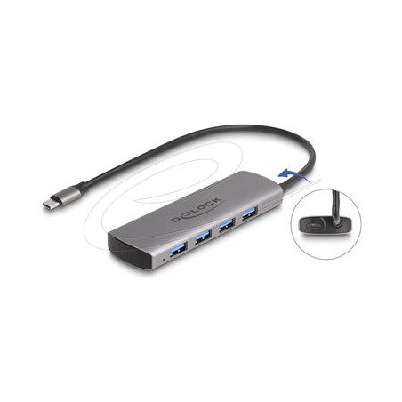 Delock - Rozbocovac - 10 Gbps, with USB Type-C connector and additional power port - 4 x USB - desktop