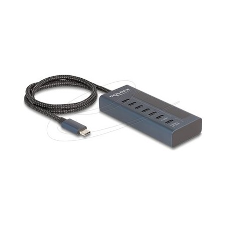 Delock - Rozbocovac - 10 Gbps, PD 20 Watt, with power indicator - 6 x USB-C + 1 x USB-C (napájení) - desktop