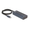 Delock - Rozbocovac - 10 Gbps, PD 20 Watt, with power indicator - 6 x USB-C + 1 x USB-C (napájení) - desktop
