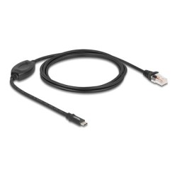 Delock - Sériový adaptér RS-232 - 24 pin USB-C (M) do RJ-45 (M) - 1.8 m - USB / USB 2.0 / EIA-232 - cerná