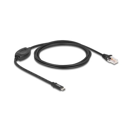 Delock - Sériový adaptér RS-232 - 24 pin USB-C (M) do RJ-45 (M) - 1.8 m - USB / USB 2.0 / EIA-232 - cerná