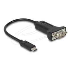 Delock - USB / sériový kabel - USB-C (M) do DB-9 (M) s maticemi - 25 cm - podporuje sériové rozhraní RS-232 - cerná