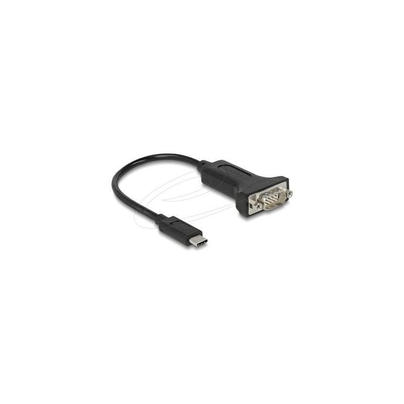 Delock - USB / sériový kabel - USB-C (M) do DB-9 (M) s maticemi - 25 cm - podporuje sériové rozhraní RS-232 - cerná