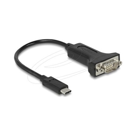 Delock - USB / sériový kabel - USB-C (M) do DB-9 (M) s maticemi - 25 cm - podporuje sériové rozhraní RS-232 - cerná