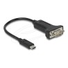 Delock - USB / sériový kabel - USB-C (M) do DB-9 (M) s maticemi - 25 cm - podporuje sériové rozhraní RS-232 - cerná