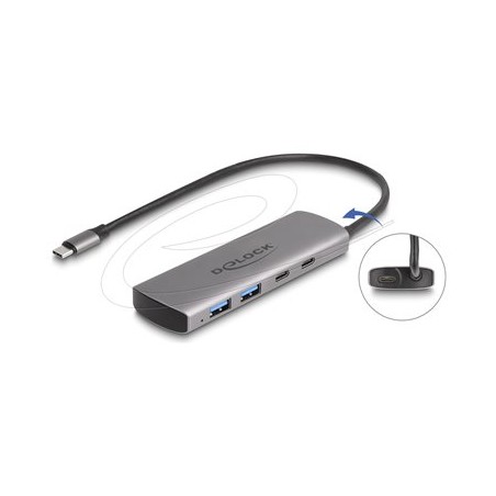Delock - Rozbocovac - 10 Gbps, with USB Type-C connector and additional power port - 2 x USB-C + 2 x USB - desktop