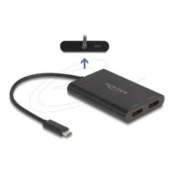 Delock - Video adaptér - USB-C (M) do DisplayPort, USB-C (PD) (F) - 20 cm - USB napájení (100W), podpora 4K60 Hz (3840 x 2160)