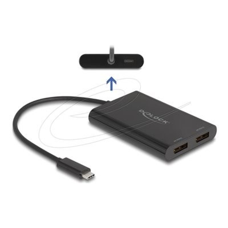 Delock - Video adaptér - USB-C (M) do DisplayPort, USB-C (PD) (F) - 20 cm - USB napájení (100W), podpora 4K60 Hz (3840 x 2160)