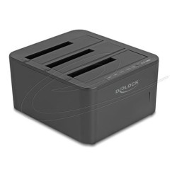 Delock - Dokovací stanice HDD/SSD - funkce klonování 1:2 - oddílu: 3 - 2,5" / 3,5" sdílené - SATA 6Gb/s - USB - cerná