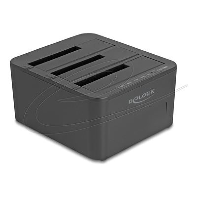 Delock - Dokovací stanice HDD/SSD - funkce klonování 1:2 - oddílu: 3 - 2,5" / 3,5" sdílené - SATA 6Gb/s - USB - cerná