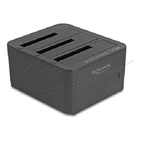 Delock - Dokovací stanice HDD/SSD - funkce klonování 1:2 - oddílu: 3 - 2,5" / 3,5" sdílené - SATA 6Gb/s - USB - cerná