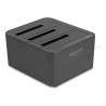 Delock - Dokovací stanice HDD/SSD - funkce klonování 1:2 - oddílu: 3 - 2,5" / 3,5" sdílené - SATA 6Gb/s - USB - cerná