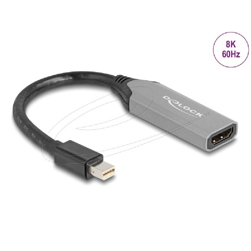 Delock - Kabel adaptéru - Mini DisplayPort s piny (male) do HDMI se zdírkami (female) - 15 cm - šedá, cerná - aktivní, podpora