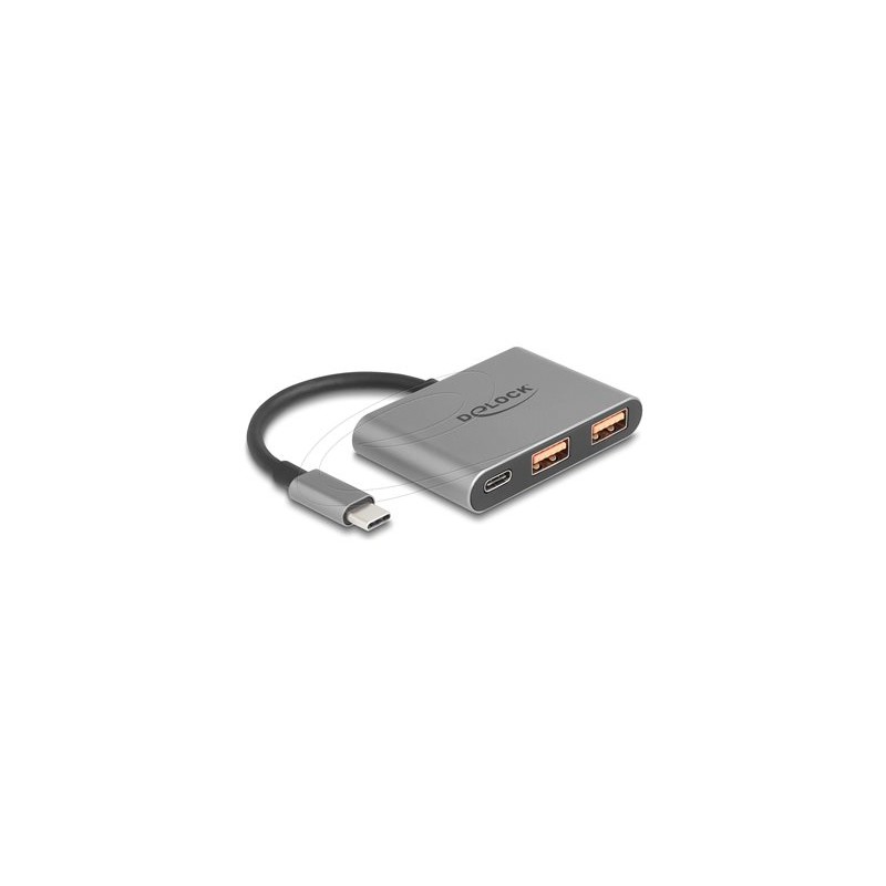 Delock - Rozbocovac - 10 Gbps, s konektorem USB-C - 1 x USB-C 3.2 Gen 2 + 2 x USB 3.2 Gen 2 - desktop