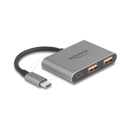Delock - Rozbocovac - 10 Gbps, s konektorem USB-C - 1 x USB-C 3.2 Gen 2 + 2 x USB 3.2 Gen 2 - desktop
