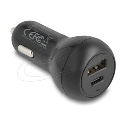 Delock - Napájecí adaptér do auta - 32 Watt - 3 A - PD 3.0 - 2 výstupní konektory (USB-C, USB) - cerná