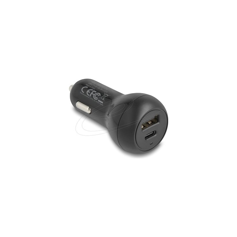 Delock - Napájecí adaptér do auta - 32 Watt - 3 A - PD 3.0 - 2 výstupní konektory (USB-C, USB) - cerná