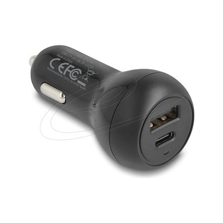 Delock - Napájecí adaptér do auta - 32 Watt - 3 A - PD 3.0 - 2 výstupní konektory (USB-C, USB) - cerná