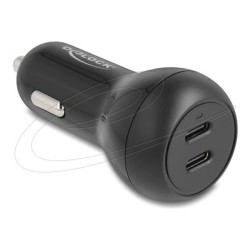 Delock - Napájecí adaptér do auta - 40 Watt - 3 A - PD 3.0 - 2 výstupní konektory (USB-C) - cerná