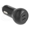 Delock - Napájecí adaptér do auta - 40 Watt - 3 A - PD 3.0 - 2 výstupní konektory (USB-C) - cerná