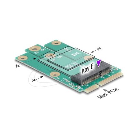 Delock - Adaptér rozhraní - do slotu M.2 Key E - M.2 - M.2 Card - PCIe Mini Card, USB 2.0