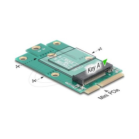 Delock - Adaptér rozhraní - na M.2 Key A slot - M.2 - M.2 Card - PCIe Mini Card, USB 2.0