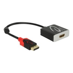 Delock - Video adaptér - DisplayPort s piny (male) do HDMI se zdířkami (female) - 20 cm - šedá, černá