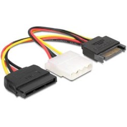 Delock - Adaptér napájení - SATA napájení (M) do 4 pinové interní napájení, SATA napájení (F) - 17 cm