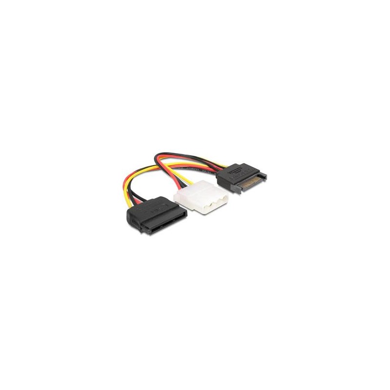 Delock - Adaptér napájení - SATA napájení (M) do 4 pinové interní napájení, SATA napájení (F) - 17 cm