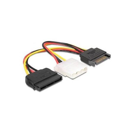 Delock - Adaptér napájení - SATA napájení (M) do 4 pinové interní napájení, SATA napájení (F) - 17 cm