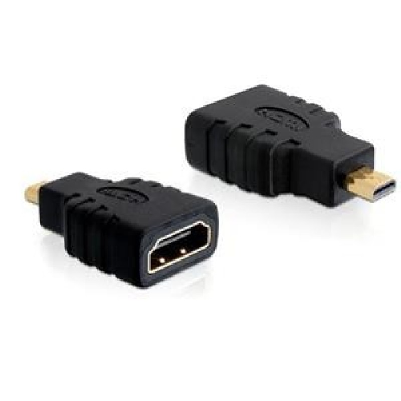 Delock High Speed HDMI with Ethernet - HDMI adaptér - 19 pin micro HDMI Type D s piny (male) do HDMI se zdířkami (female)