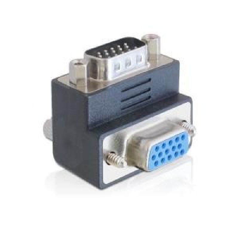 Delock Adapter VGA male / female 270° angled - Adaptér VGA) - HD-15 (VGA) (M) do HD-15 (VGA) (F) - konektor 270°, křídlové