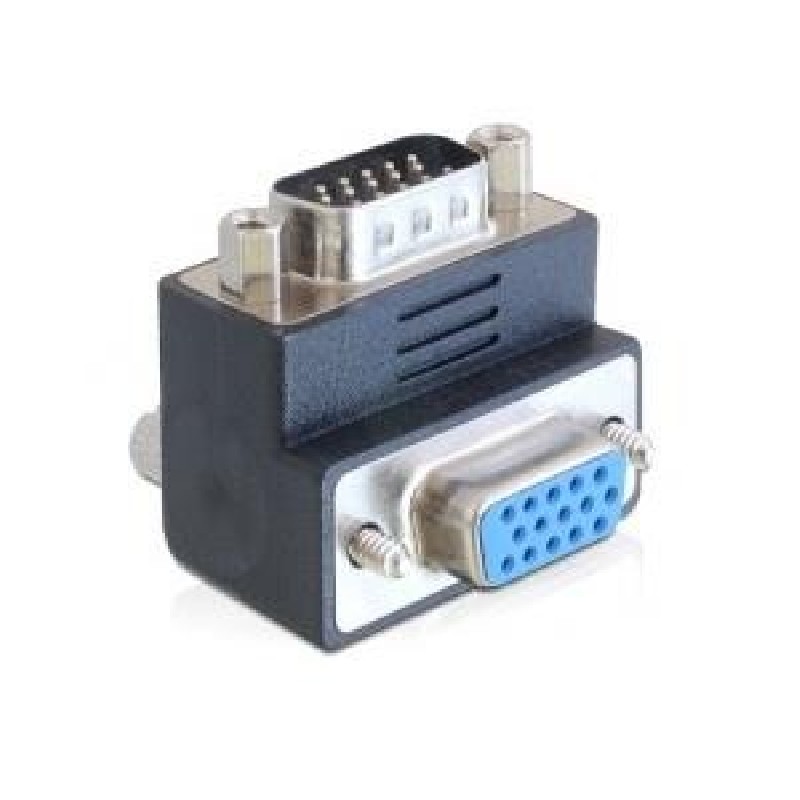 Delock Adapter VGA male / female 90° angled - Adaptér VGA) - HD-15 (VGA) (M) do HD-15 (VGA) (F) - konektor 90°