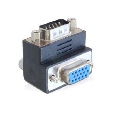 Delock Adapter VGA male / female 90° angled - Adaptér VGA) - HD-15 (VGA) (M) do HD-15 (VGA) (F) - konektor 90°