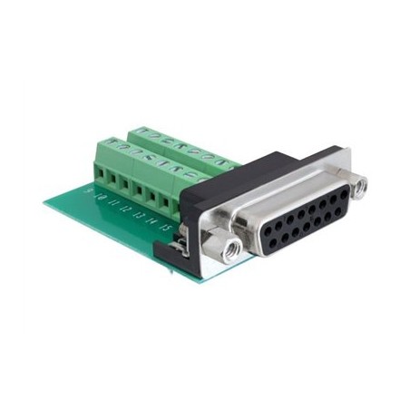 Delock - Sériový adaptér - 15 pin D-Sub (DB-15) (F) do 16pinový terminální blok