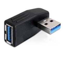 Delock - USB adaptér - USB typ A (M) do USB typ A (F) - USB 3.0 - konektor 90° - černá