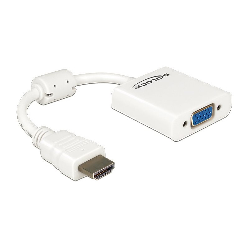 Delock Adapter HDMI-A male VGA female - Video adaptér - HDMI s piny (male) do HD-15 (VGA) se zdířkami (female) - bílá