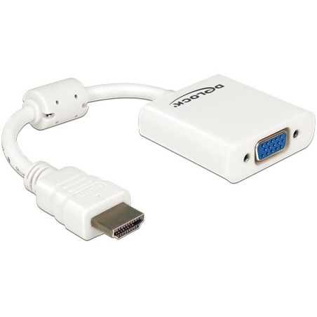 Delock Adapter HDMI-A male VGA female - Video adaptér - HDMI s piny (male) do HD-15 (VGA) se zdířkami (female) - bílá